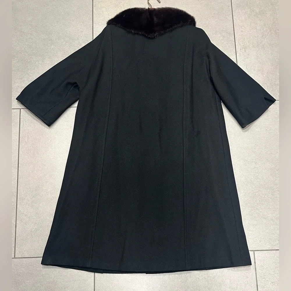 Vintage 60’s Braetan Juniors Black Coat Mink Collar Large EUC Union Made USA - Picture 10 of 12